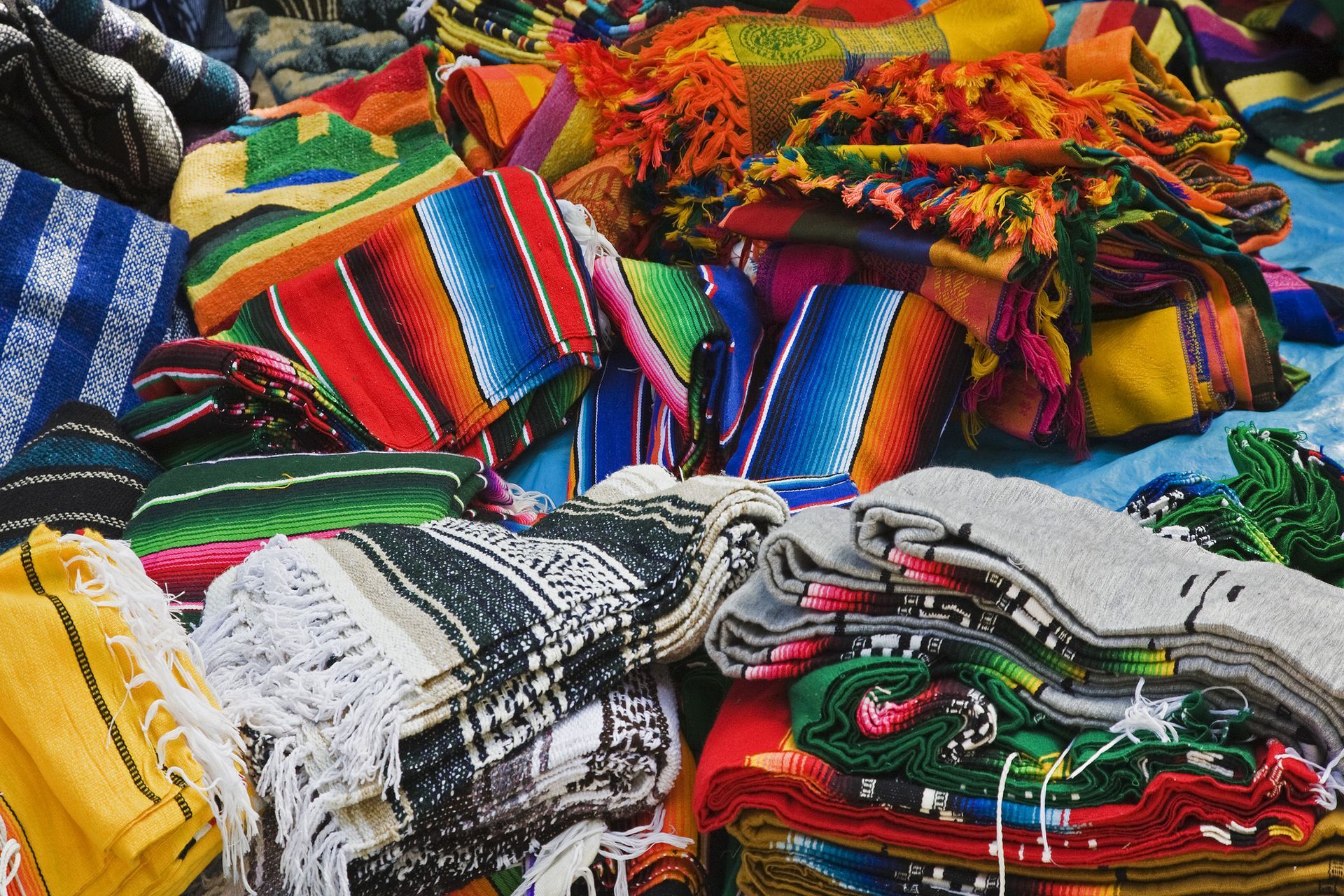Vibrant handwoven Mexican textiles — traditional artisan crafts from Oaxaca and Chiapas