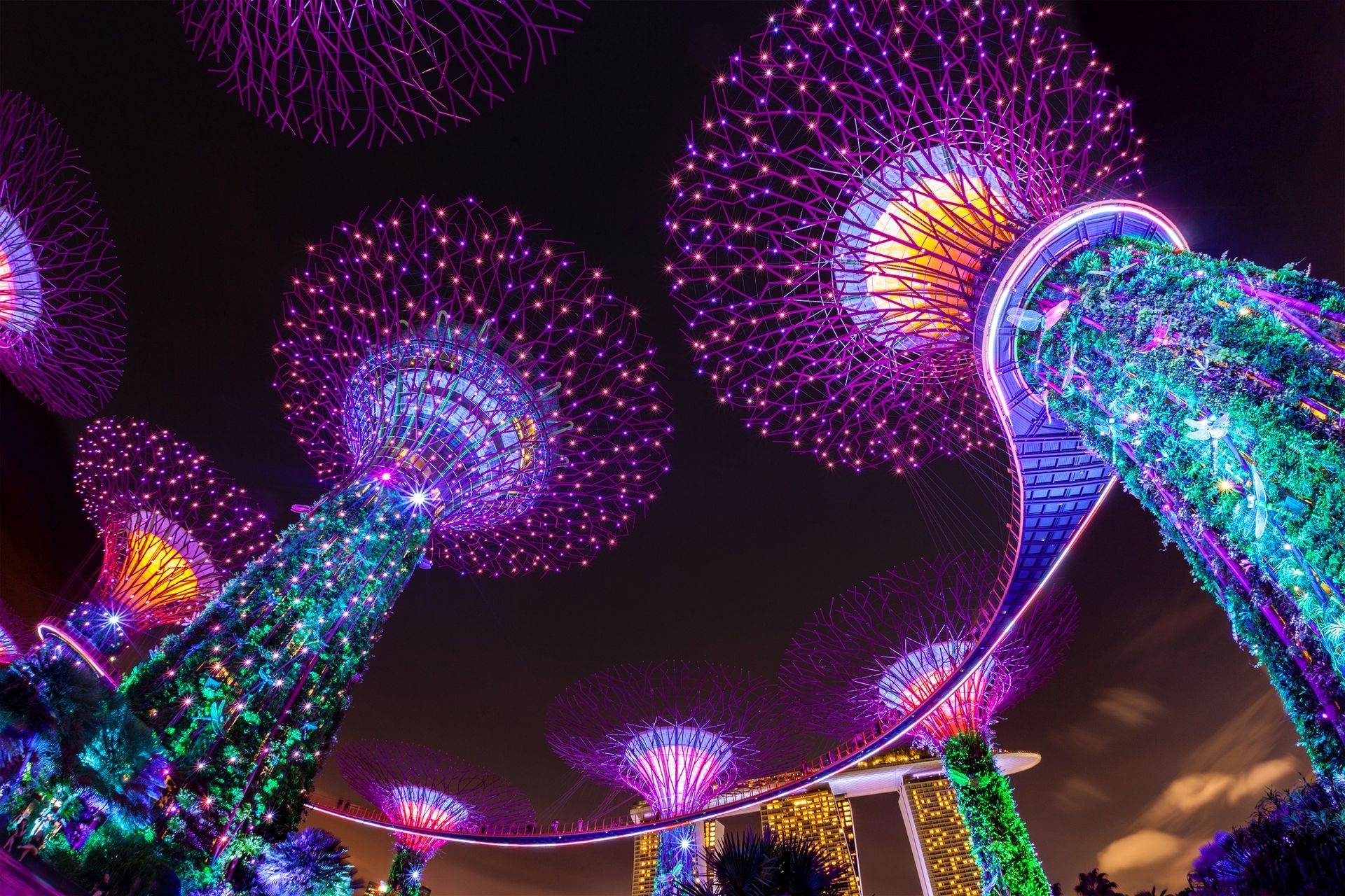 Spacious modern living room with dining area, beige and gray tones, large windows, and a colorful rug.