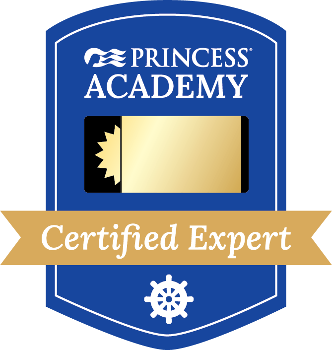 Logo of Star Princess cruise line: woman's profile with flowing hair in a blue circle and waves, blue text.