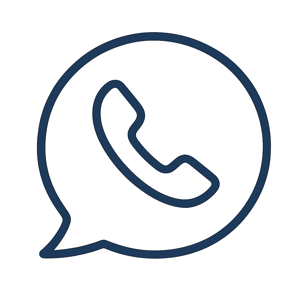 Dark blue WhatsApp call icon: phone receiver inside a speech bubble.