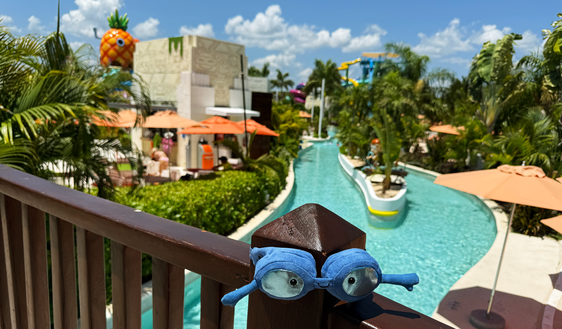 Lazy river at Nickelodeon Riviera Maya with tropical views and floating tubes at Aqua Nick water par