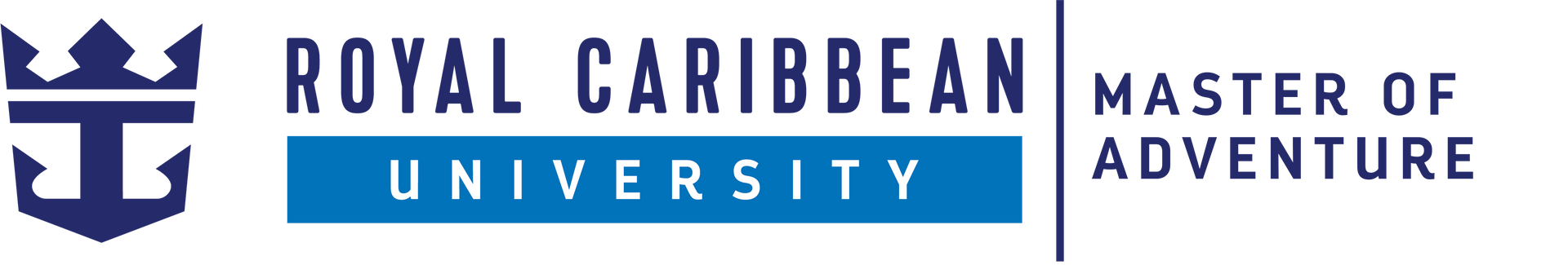 Royal Caribbean logo: blue crown and anchor over 