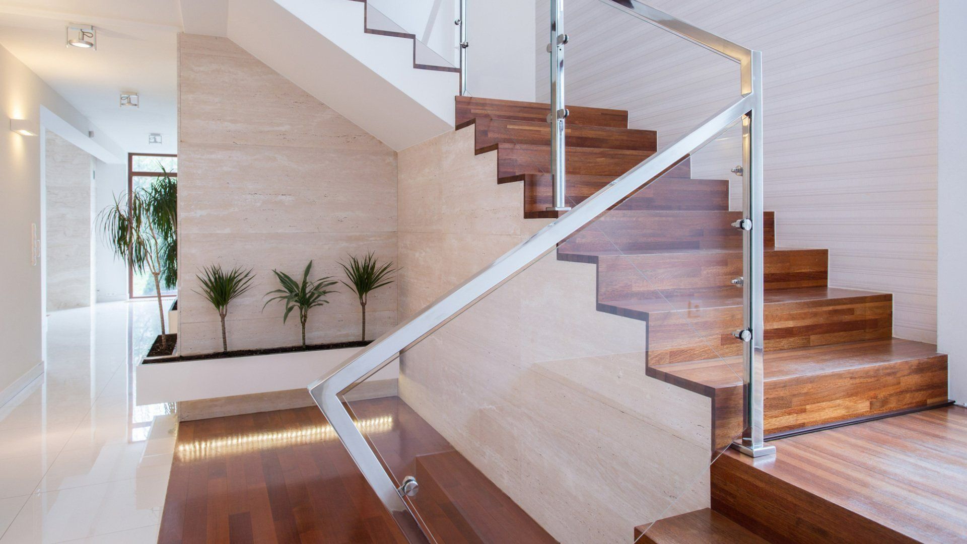 Wooden Staircase with Glass Railing | Bonita Springs, FL | Rams Roofing LLC