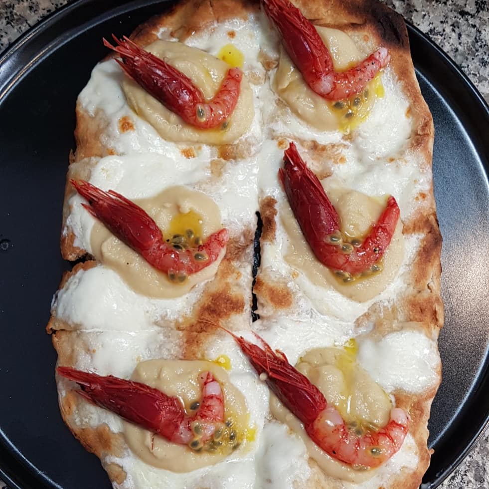 pizza con gamberi
