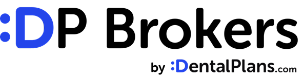 A logo for dp brokers by dentalplans.com