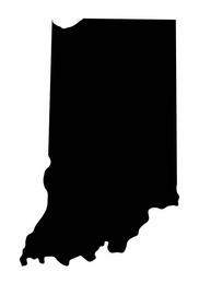A black silhouette of the state of indiana on a white background.