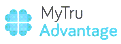 A logo for my tru advantage with a clover on it