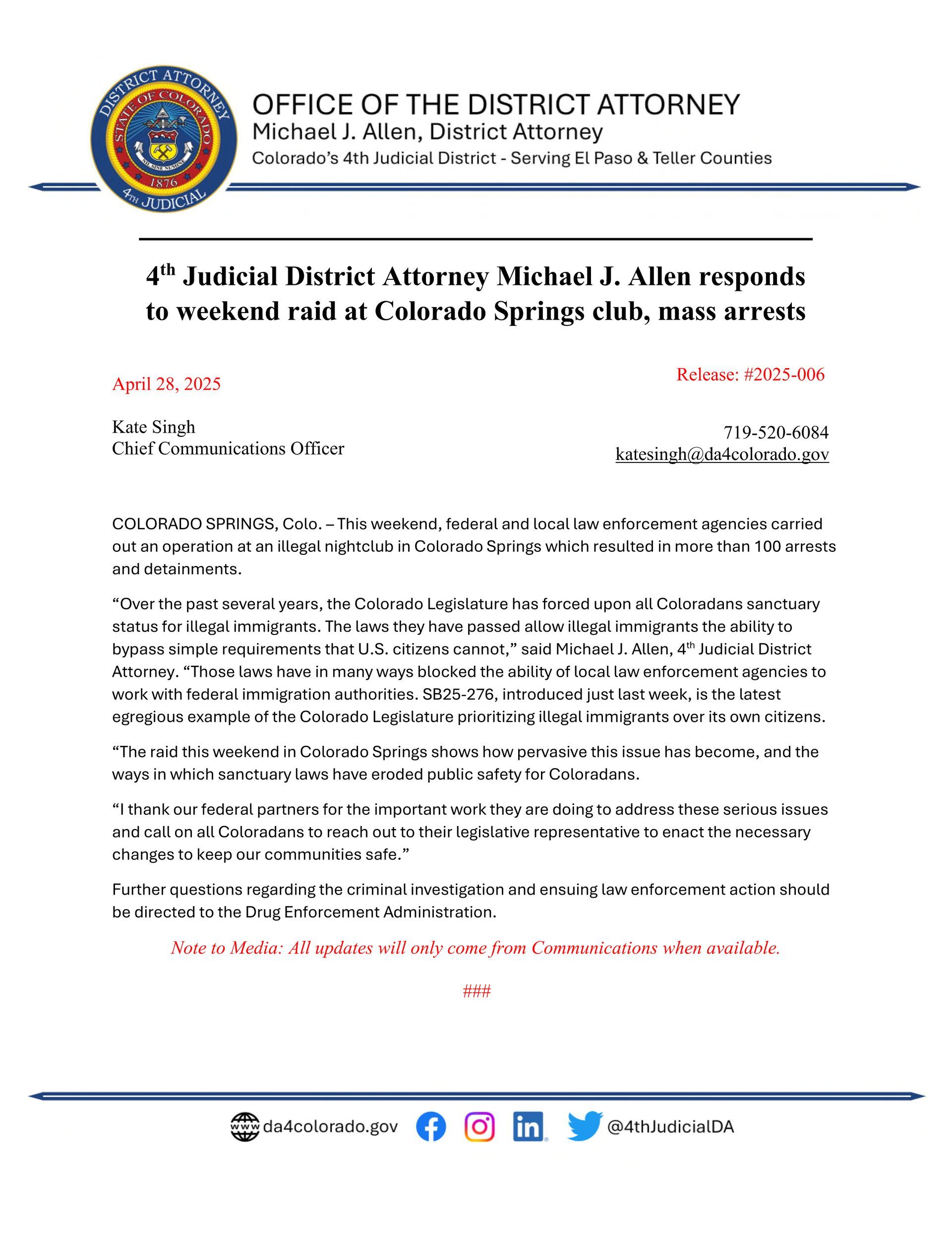 Latest Media Release