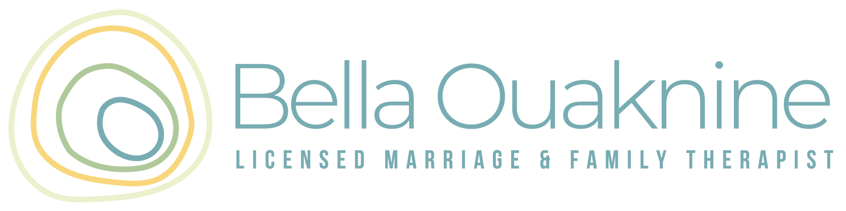 The logo for bella quaknine licensed marriage and family therapy