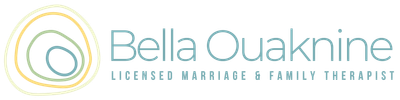 The logo for bella quaknine licensed marriage and family therapy