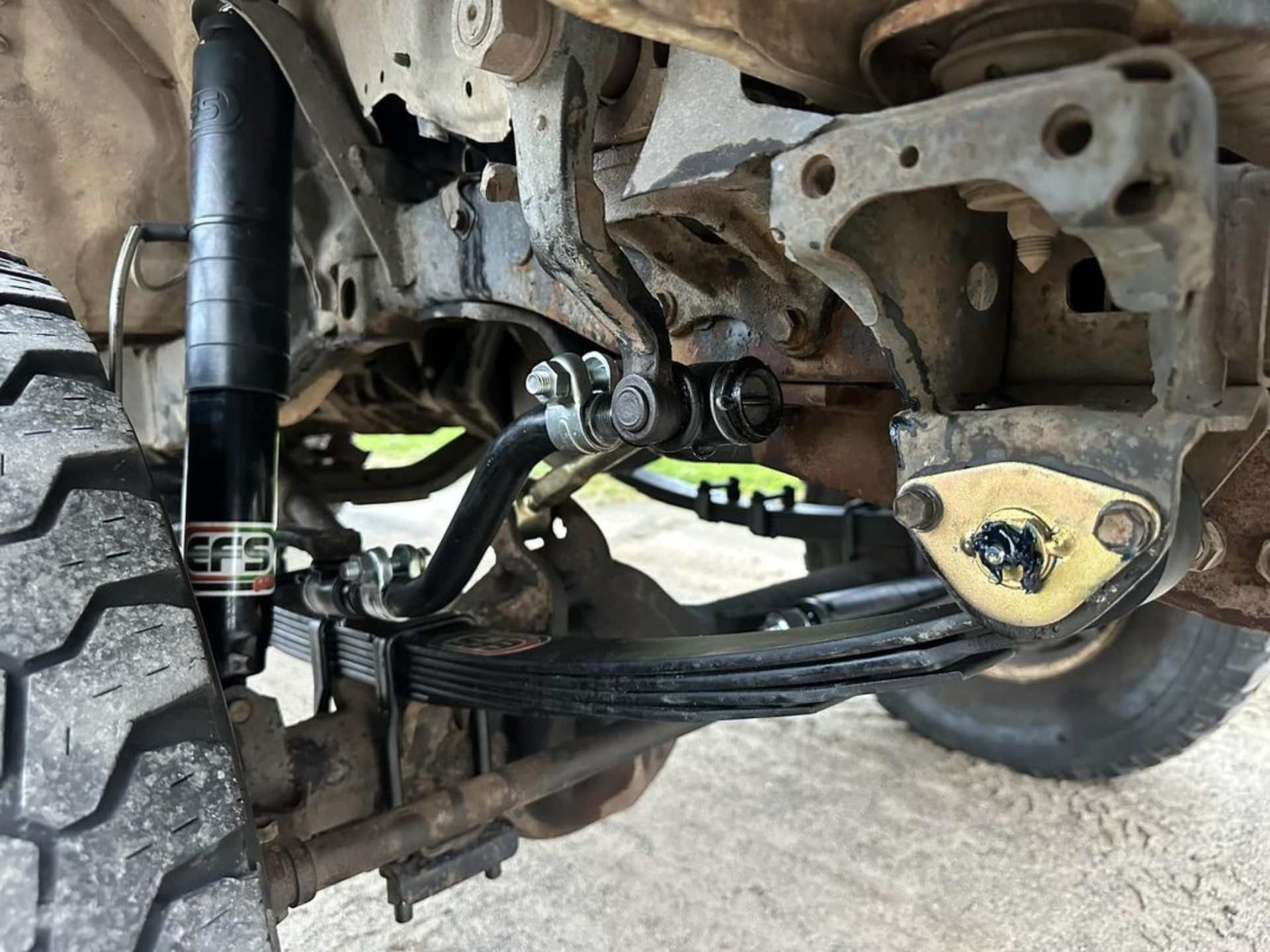 Close-up on a quad bike's suspension
