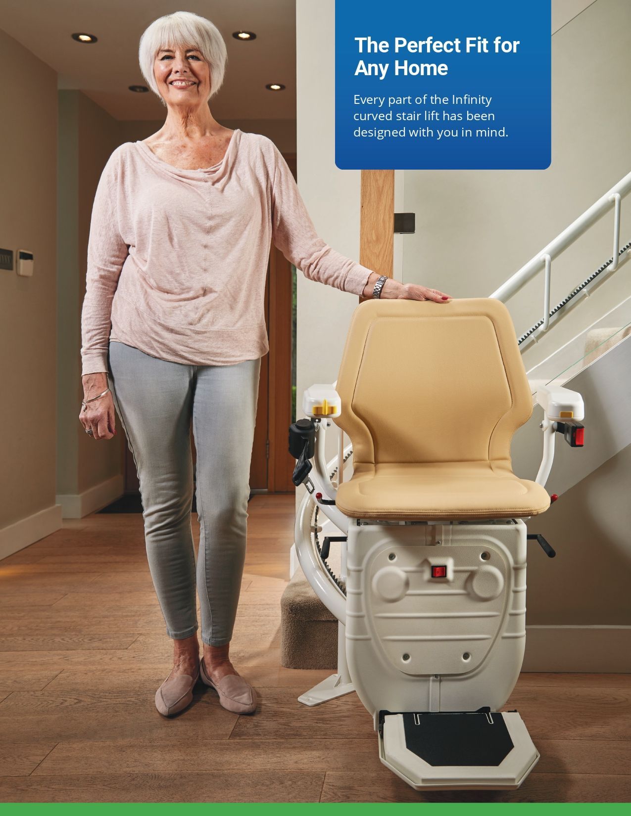 Old Woman Showing Her Stair Lift Chair
