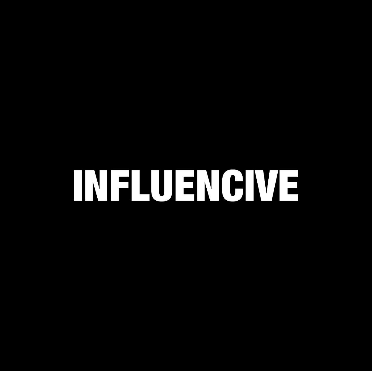 Influencive logo in white text on a black background