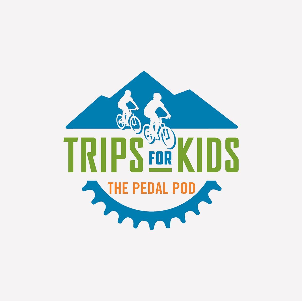 Trips for Kids Pedal Podcast logo on a light gray background