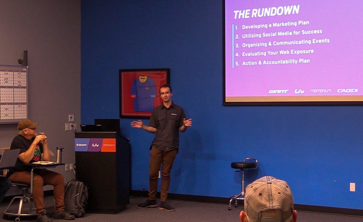 Chris Degenaars speaking at Giant Bicycles USA office