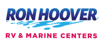 Ron Hoover RV & Marine Centers logo with blue text and water graphic.