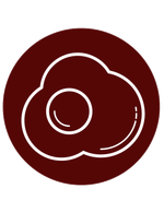 An icon of a fried egg in a red circle.