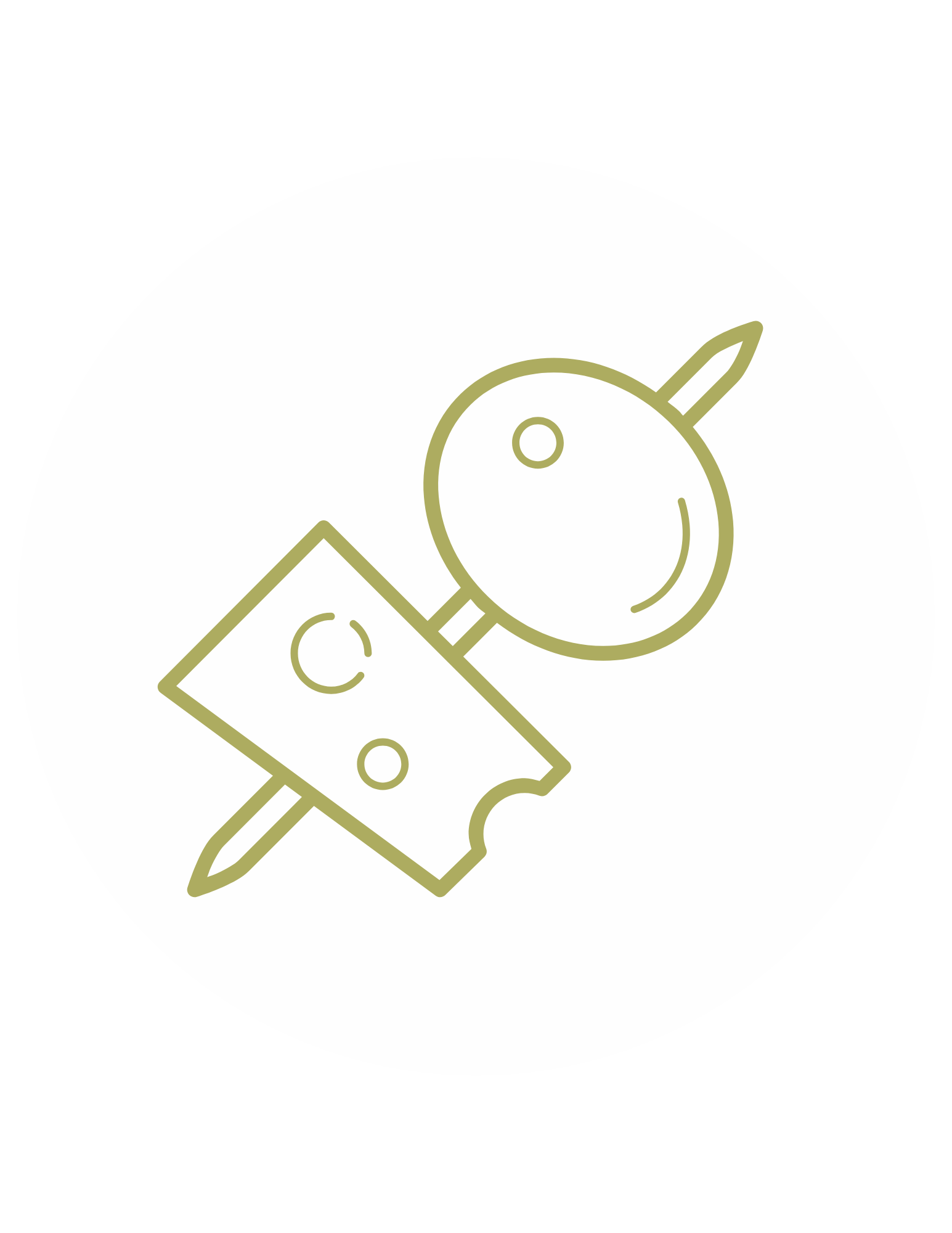A line drawing of a cheese and olive on a stick.