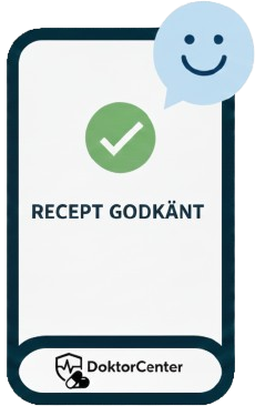 Smartphone med piller i en pratbubbla, DoktorCenter-logotypen.