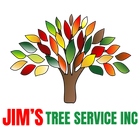 a logo for jim 's tree service inc shows a tree with colorful leaves