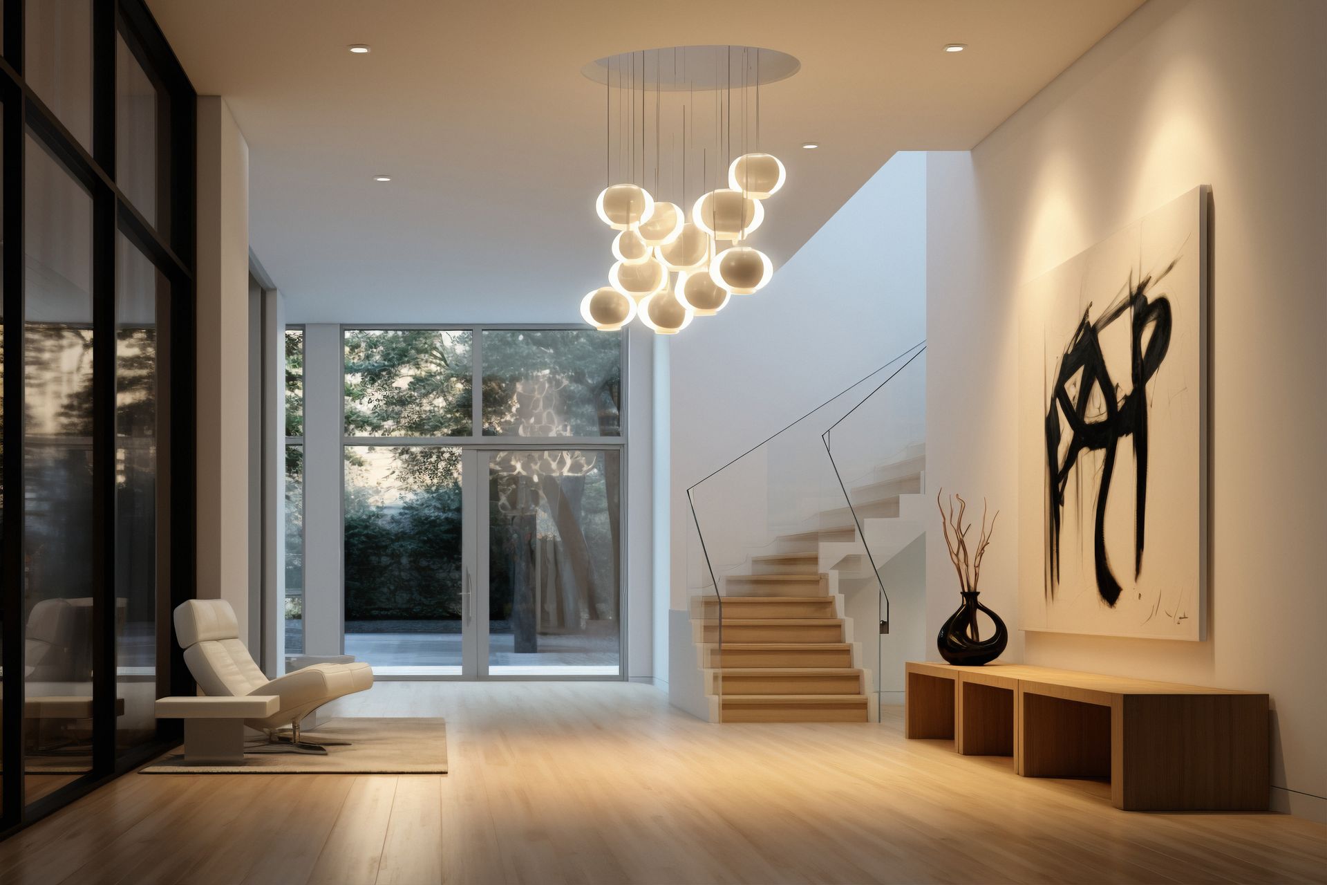 A group of pendant lights hanging from the ceiling in a room — Peter Jones Electrical In Bonny Hills, NSW
