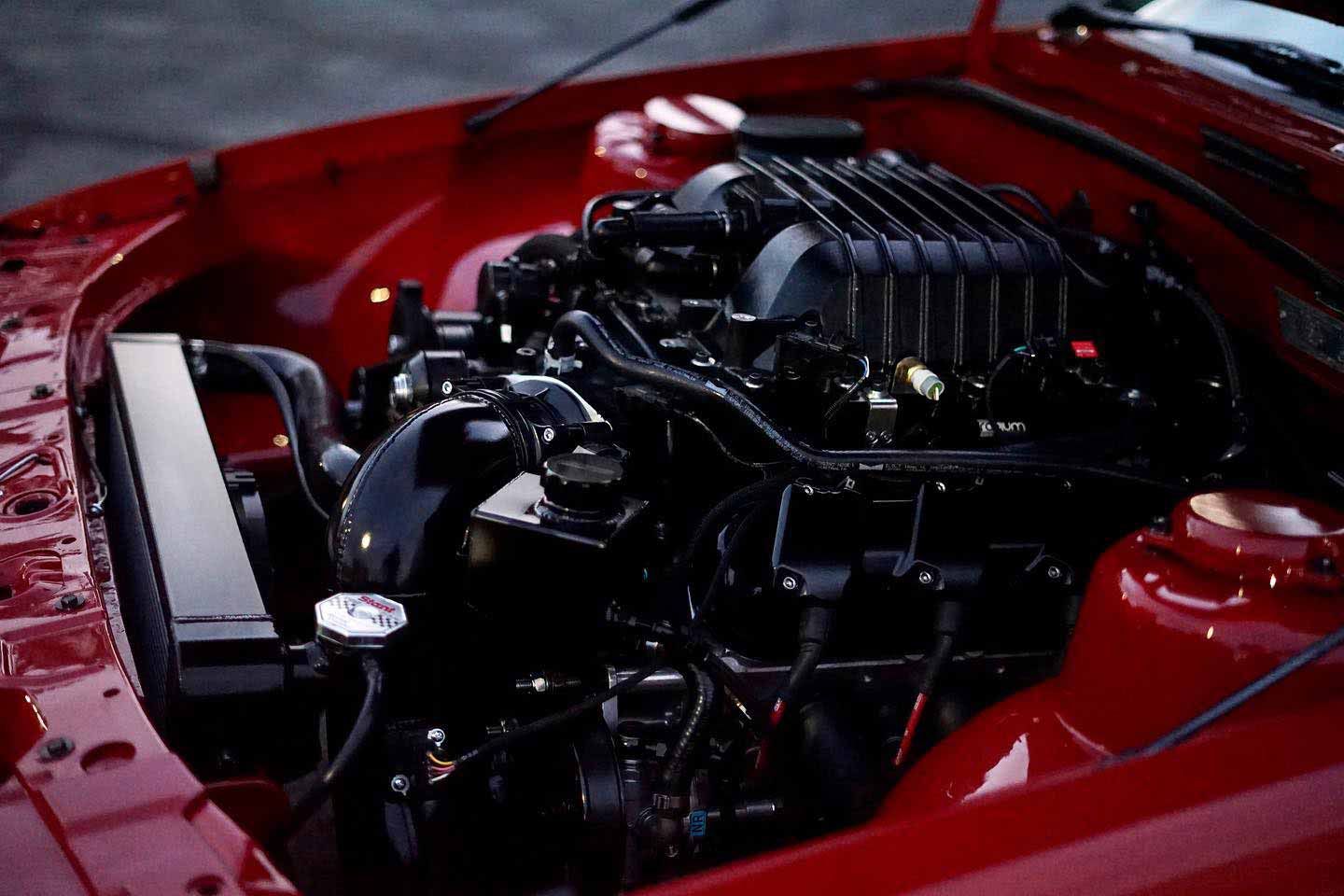 New Engine Installed in a Red Performance Car — Trusted Car Mechanic in Canberra