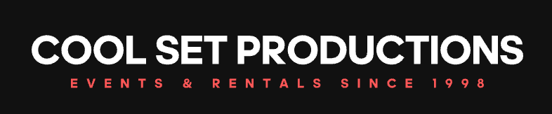 A logo for cool set productions is shown on a white background