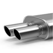A close up of a car engine on a white background.