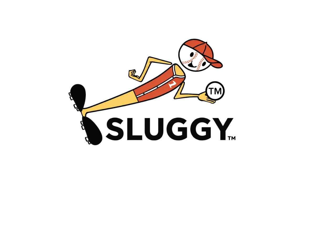 Sluggy brand sideways character logo 