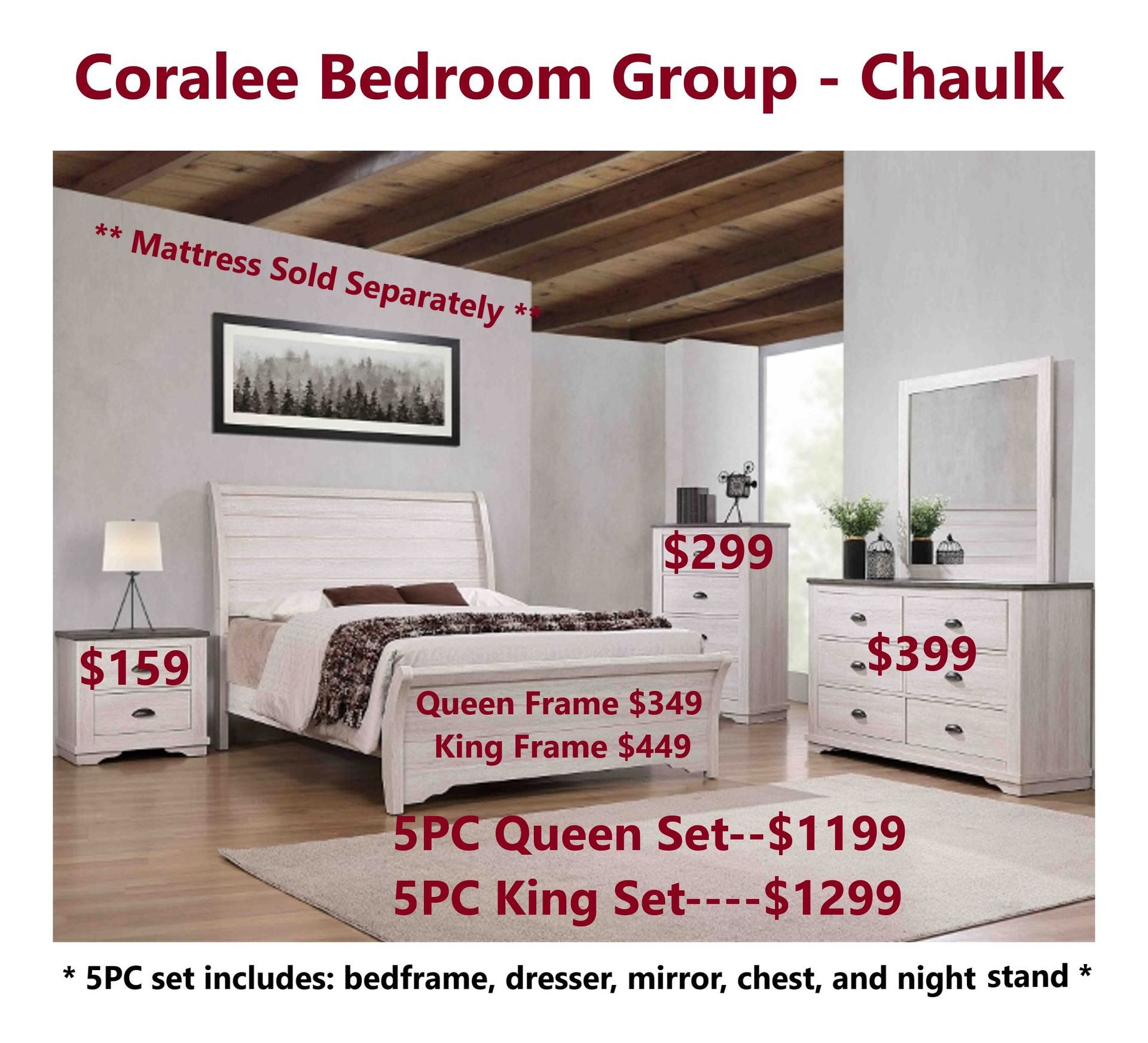 Distressed White Sleigh Bedroom Set | Eden, NC | Eden Mattress and Furniture