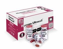 Human Ultracell supplement box with two bottles and capsules on a white background