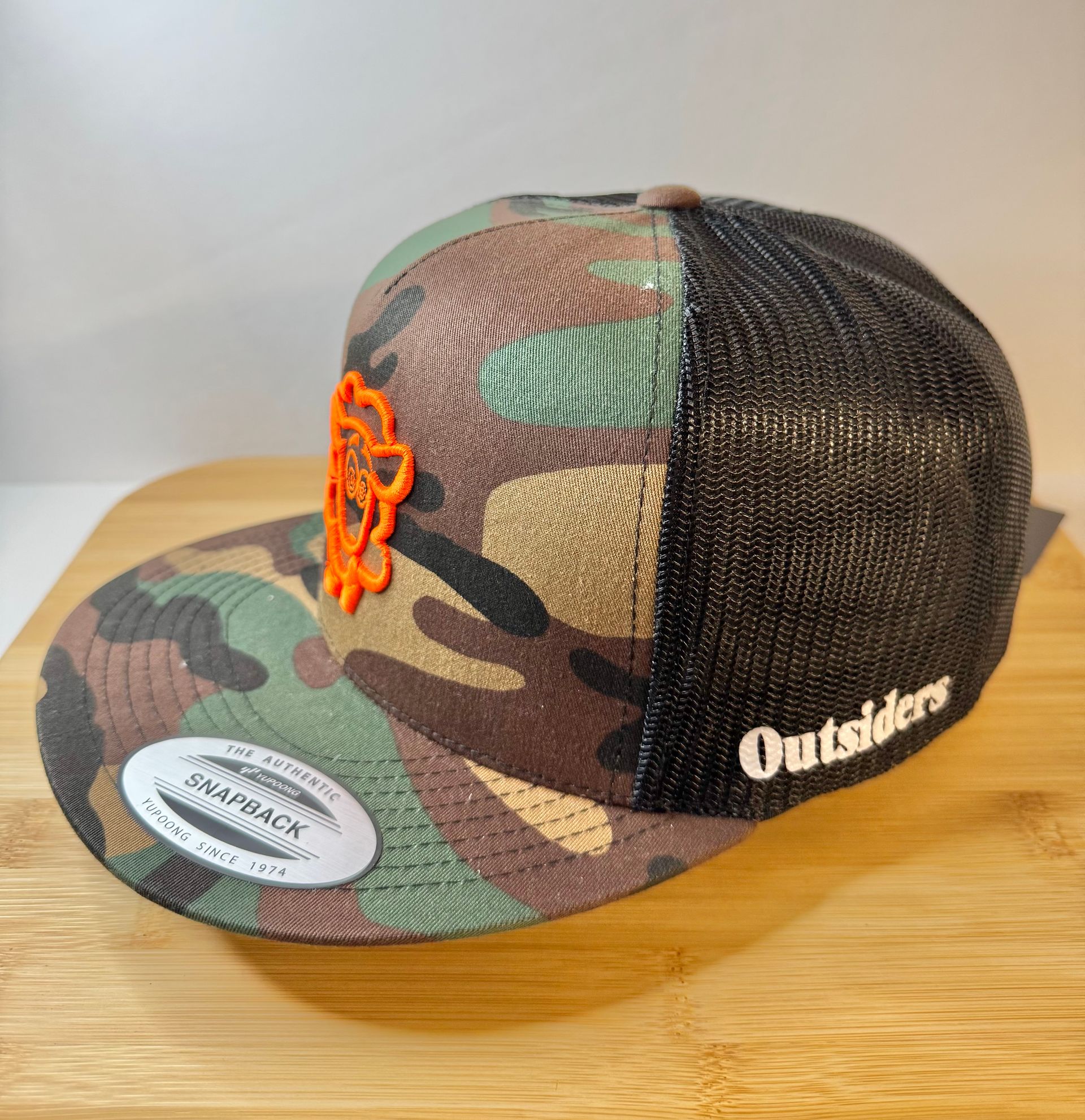 Jungle Camo Flat Bill (Orange Stitch)