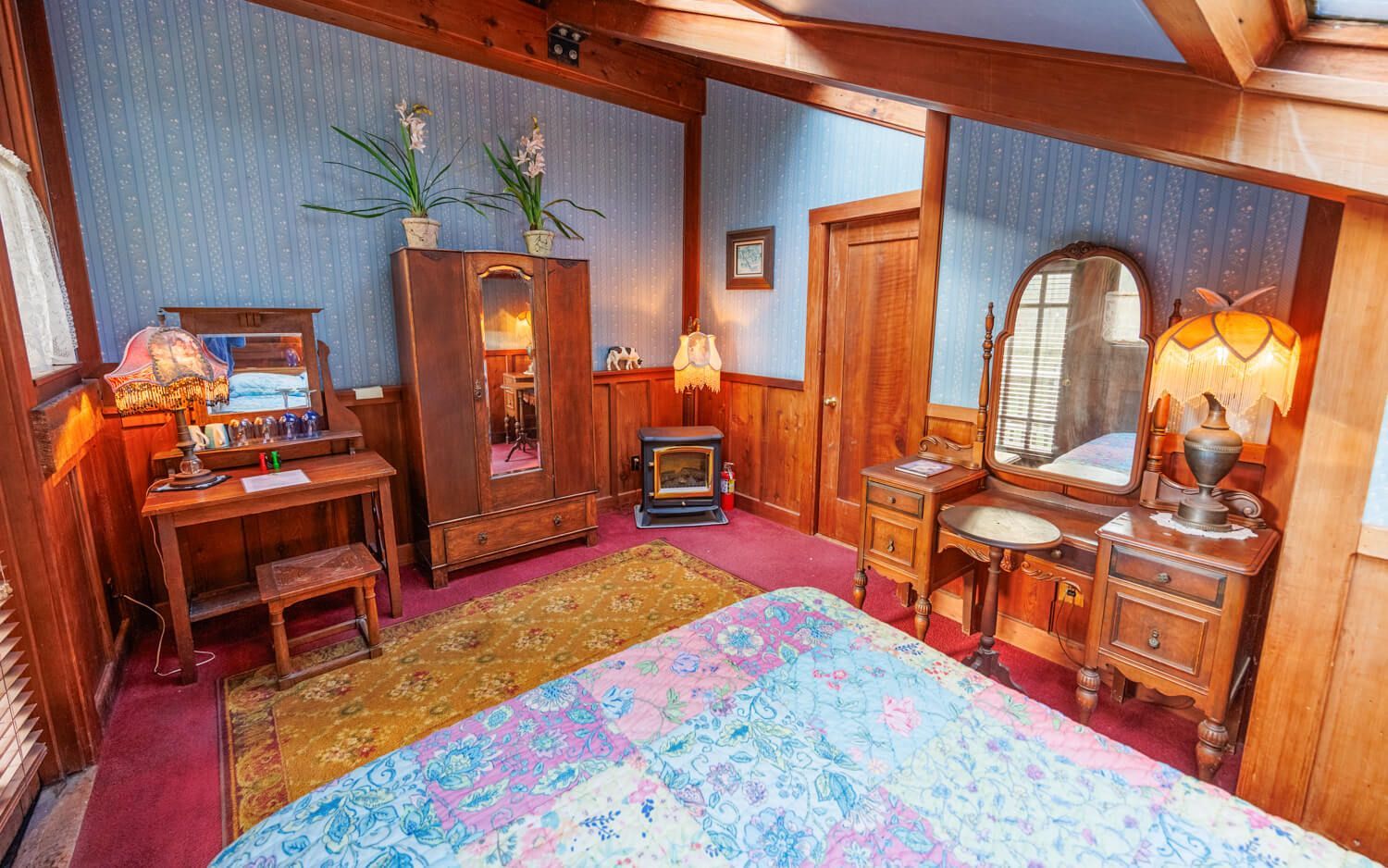 The Blue Balcony Room getaway at the Howard Creek Ranch on the Mendocino Coast.