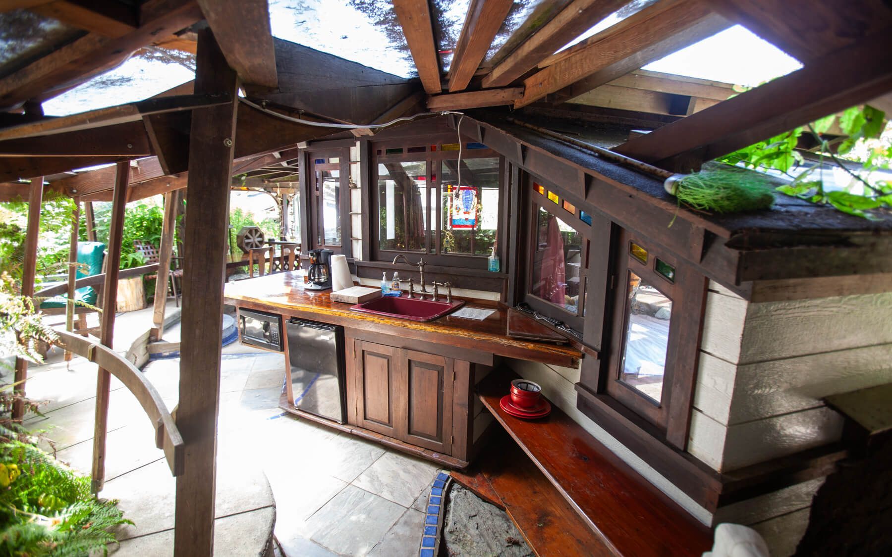 The Octagonal Cabin getaway at the Howard Creek Ranch on the Mendocino Coast.