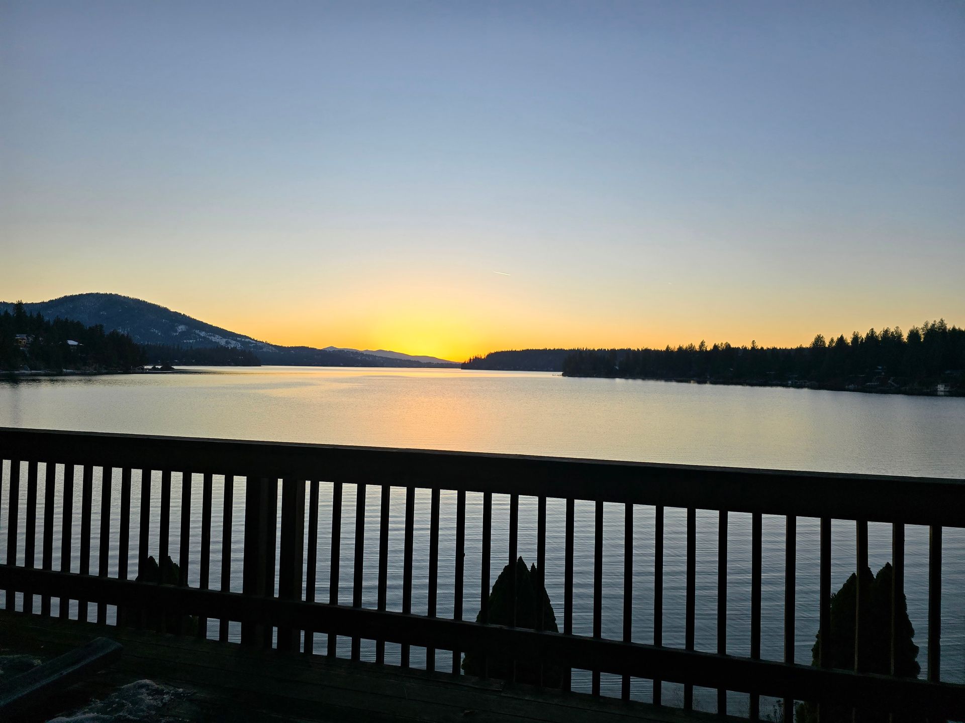 A sunset over Hayden lake at camp MiVoden.