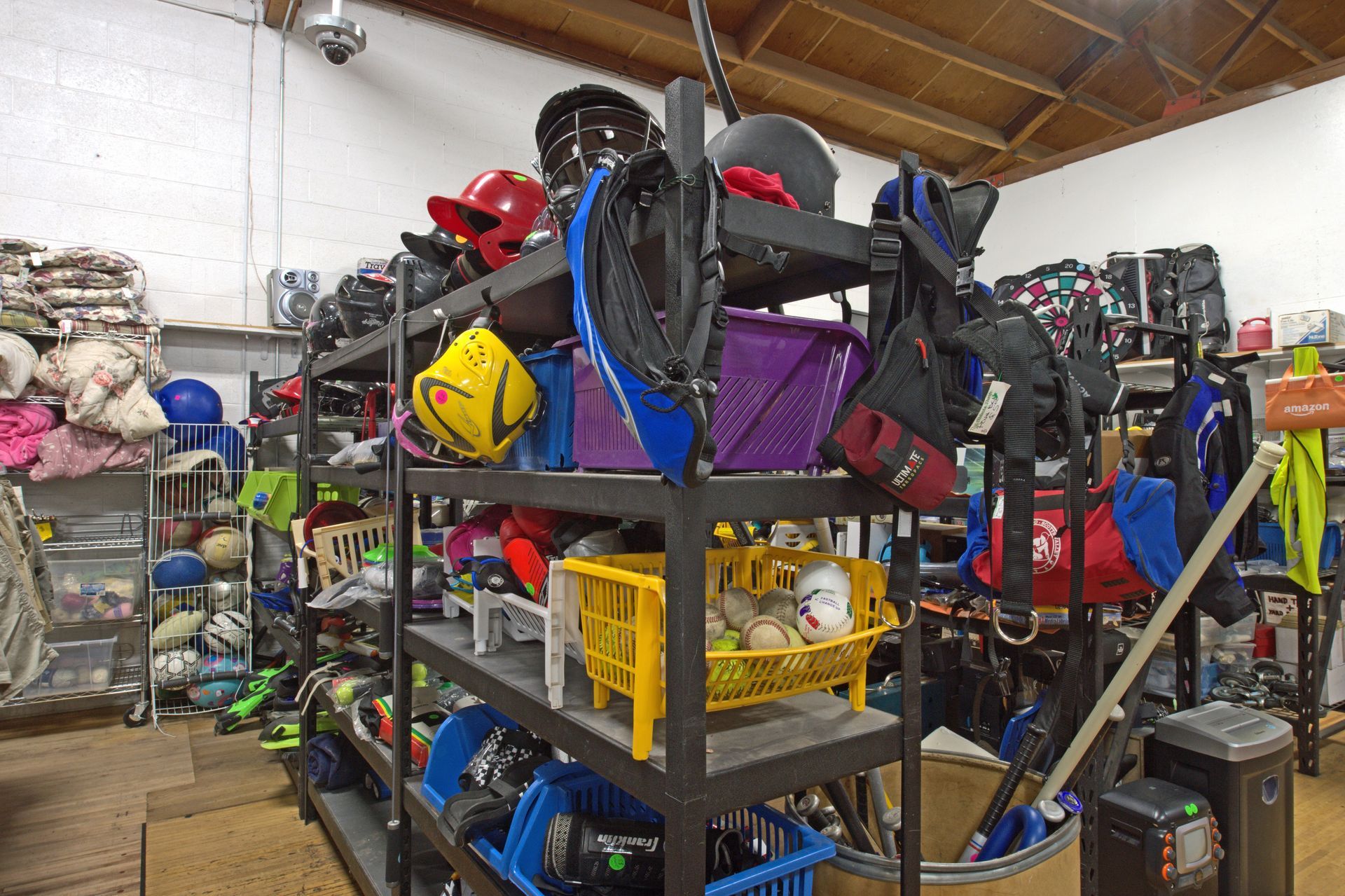 A warehouse filled with shelves filled with lots of items