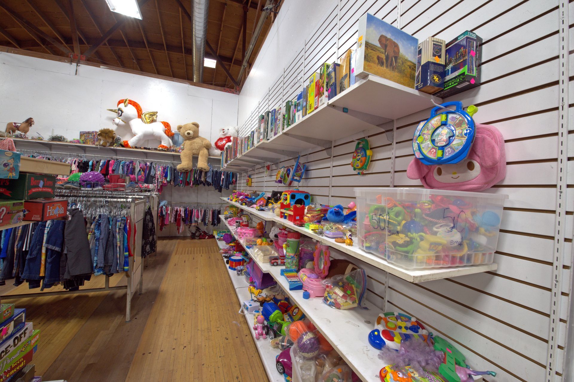 A store filled with lots of toys and clothes.