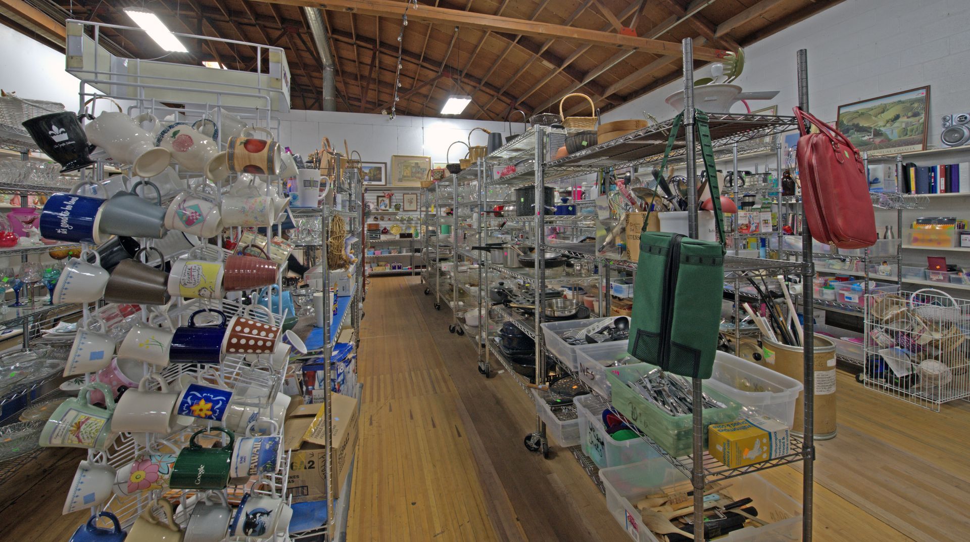 A large room filled with lots of items on shelves.