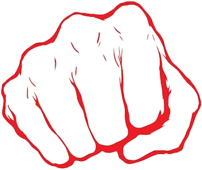Red outline of a clenched fist.