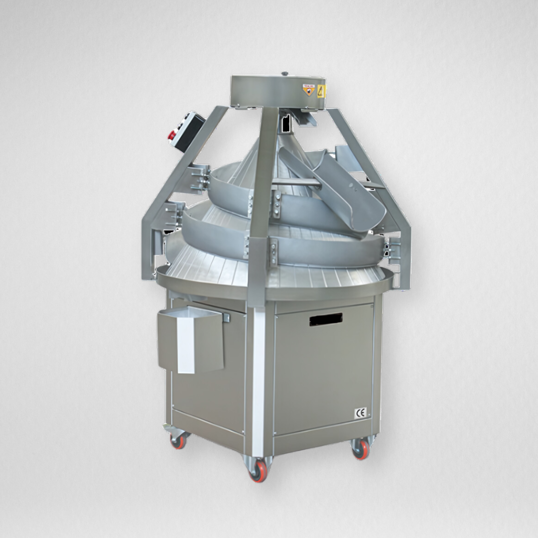 Conical dough rounder machine used in bakeries for shaping dough into uniform balls.