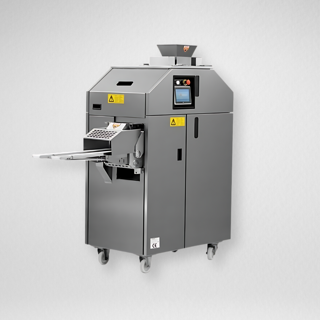 Industrial dough divider machine used in bakeries for portioning dough into consistent sizes.