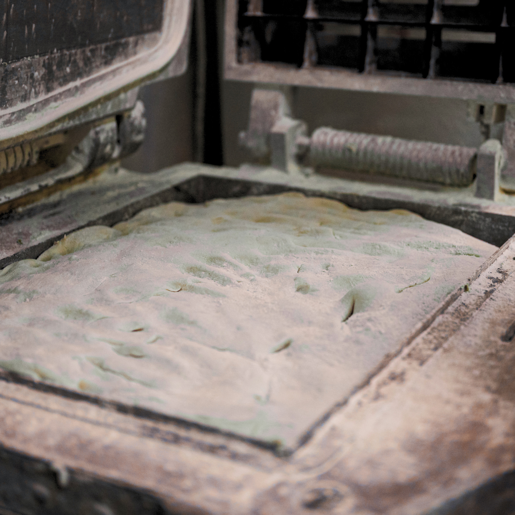 Pizza baking on a cordierite plate inside an oven, showing a crisp, evenly cooked crust.