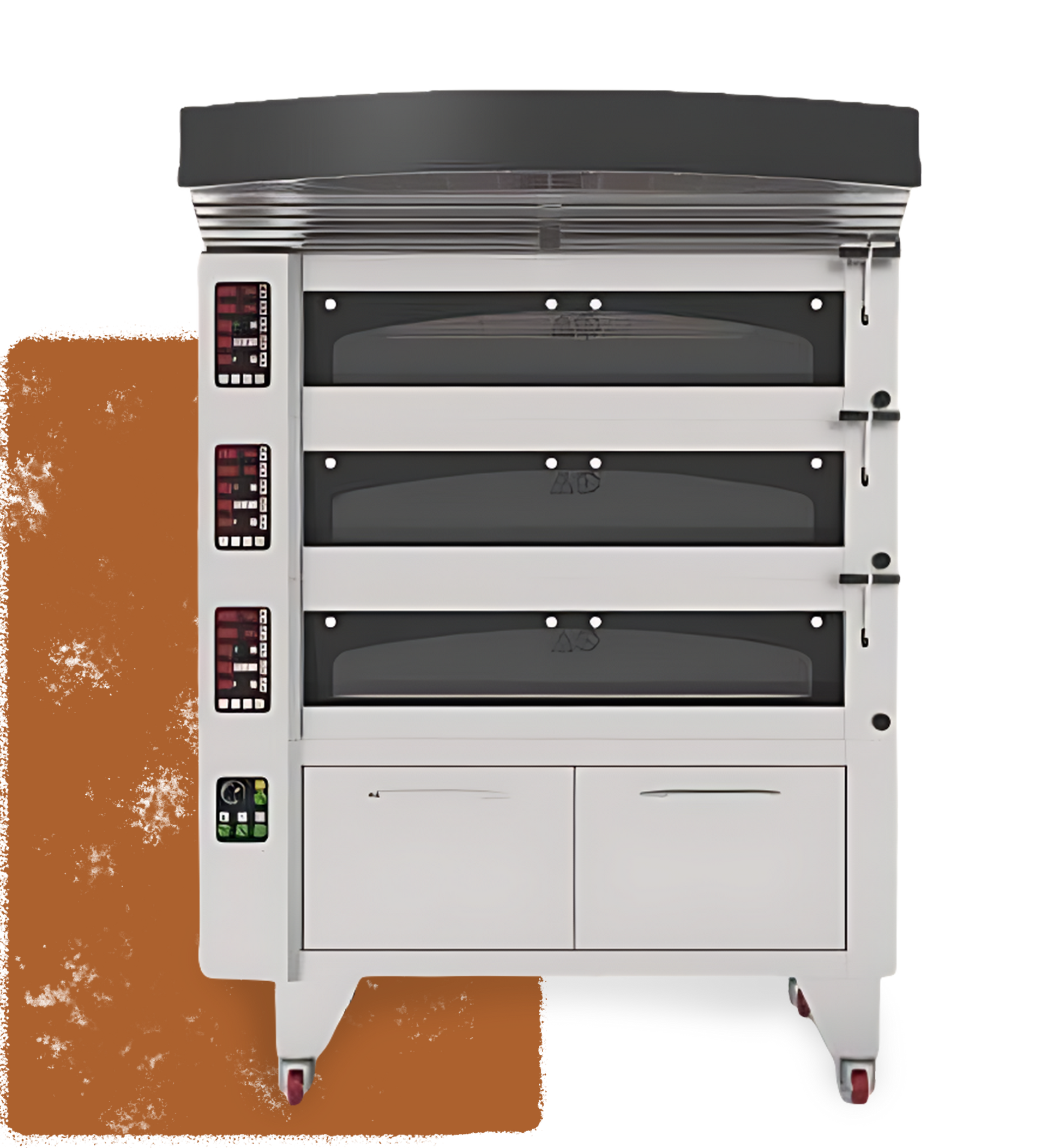 electrical mini deck oven with a brown textured background