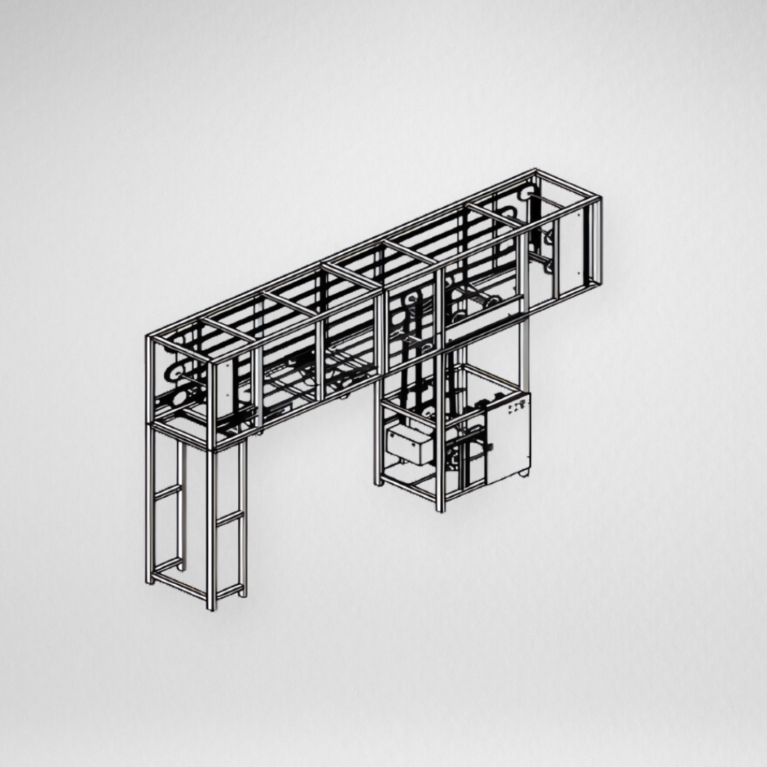 Schematic diagram of an intermediate proofer used in bakeries.