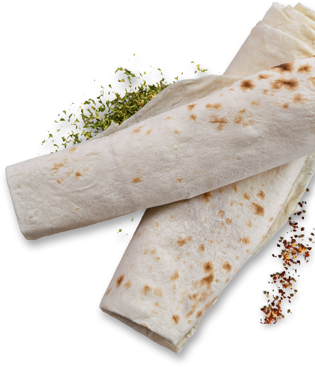 a close-up of a tortilla rolled