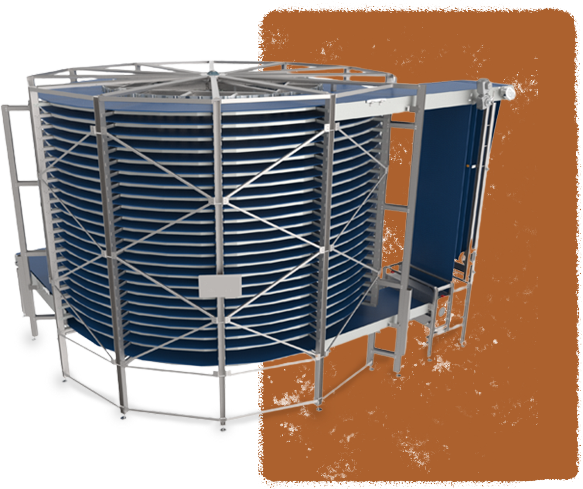 Spiral Cooling Tower with brown textured background