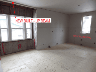 renovation od kitchen,dining room, drywall, wood sub floor.