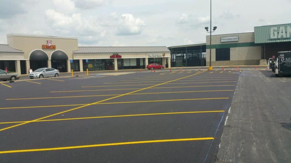 Knox County — Yellow Divider on Parking Lot in Evansville, IN