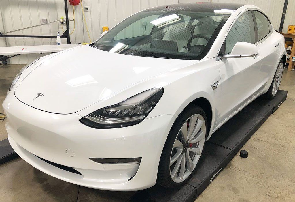 Tesla 3 model with paint protection film