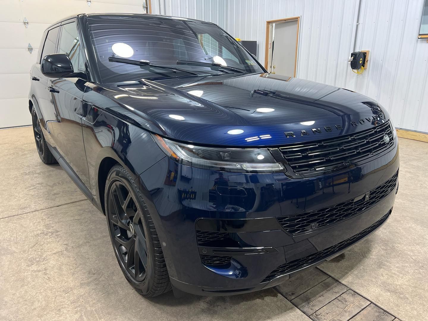 ceramic coated Range Rover inside the shop